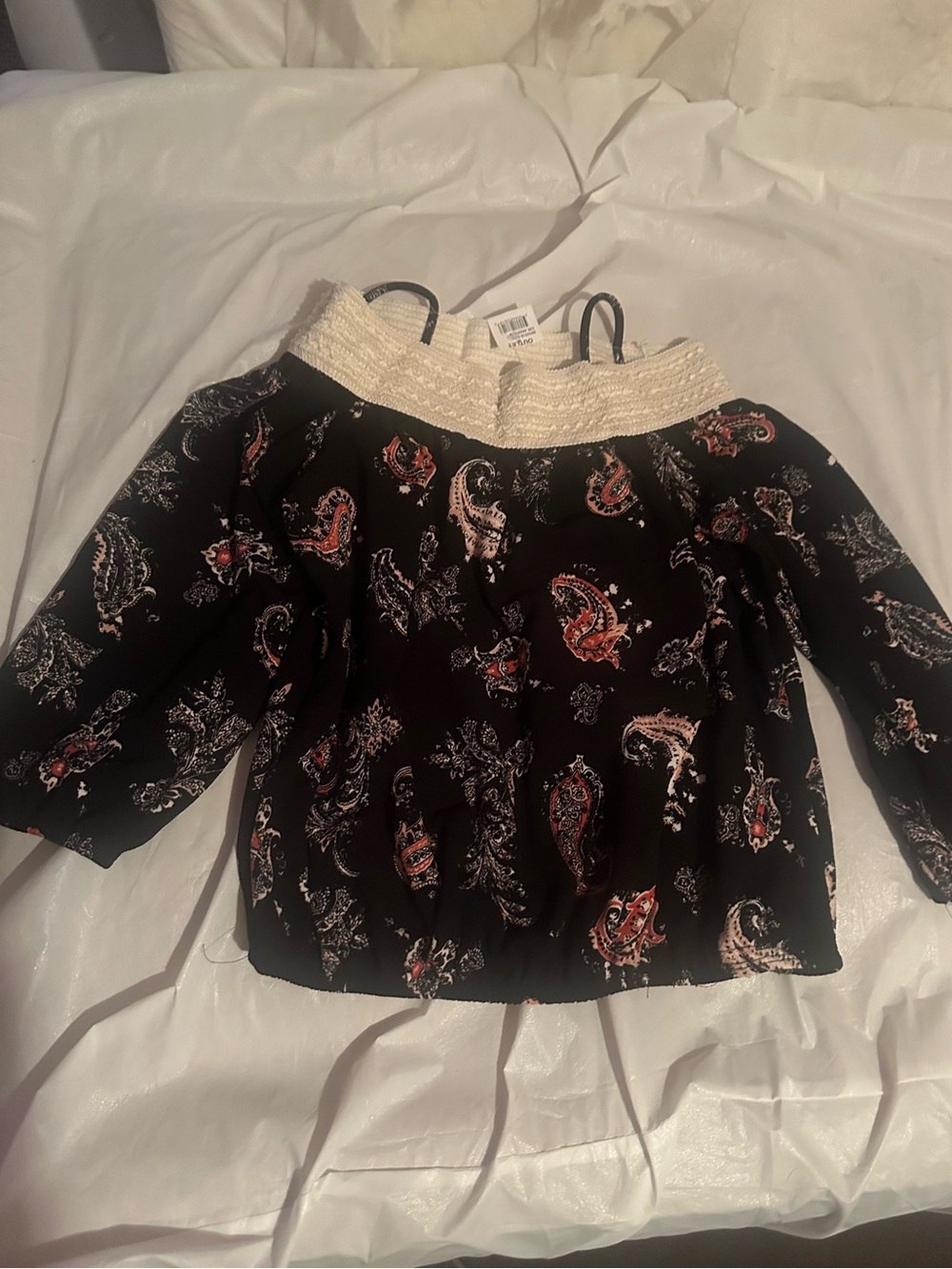 Black Paisley Off-Shoulder Top